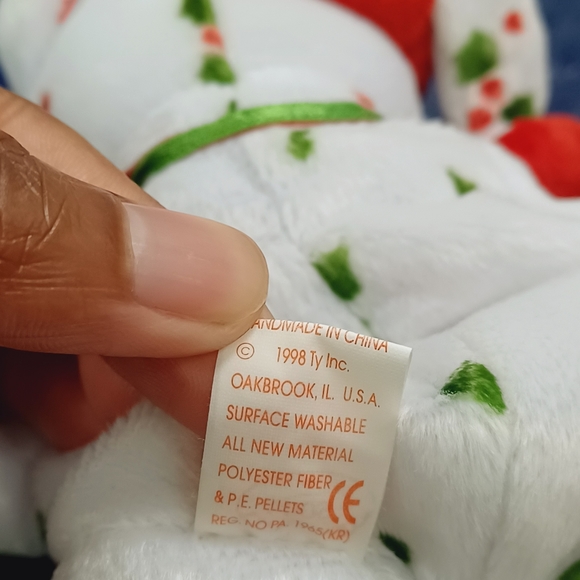 -1998 Holiday Teddy Vintage/Retired TY Beanie Baby Christmas Bear Plush - Picture 7 of 7